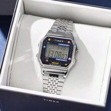 Reloj clásico retro cuadrado luminoso a prueba de agua reloj electrónico - Plateado - Ver 8