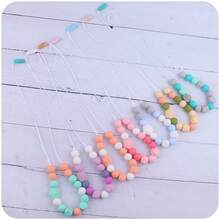 1 件新款兒童工藝品雙面玫瑰形矽膠項鍊,彩色矽膠珠 Diy 手工首飾配件 - 灰色 - 查看 4