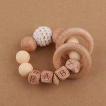 1個新款兒童藝術和手工木製圈手鍊,創意色彩繽紛的鉤針珠子,孩子自製手工珠寶飾品配件 - 香檳色 - 查看 1