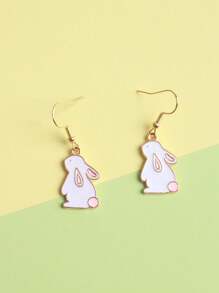 2 Uds. Pendientes Con Colgante De Conejo Encantador De Dibujos Animados, Regalo - conejo - Ver 4