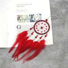 1 件裝波西米亞捕夢網帶流蘇吊墜,原宿風格 - 紅色 - 查看 3