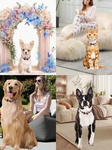 1PC Dog Collar, Soft Plaid Bow Pet Collar  Adjustable Size For Small To Large Dog Puppy Cat - Multicolor - View 6