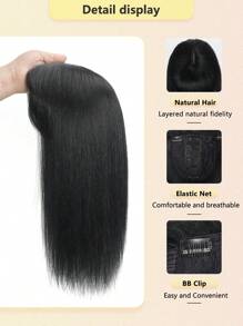 18inch Tự nhiên Đen Đầu tóc Tóc giả Đầu Patch Nữ Che phủ Trắng Tóc Tóc giả Nữ Dài Tóc Thẳng A Của Tóc Patch Chặn Đối với phụ nữ Mặc hàng ngày - màu đen - Xem 3