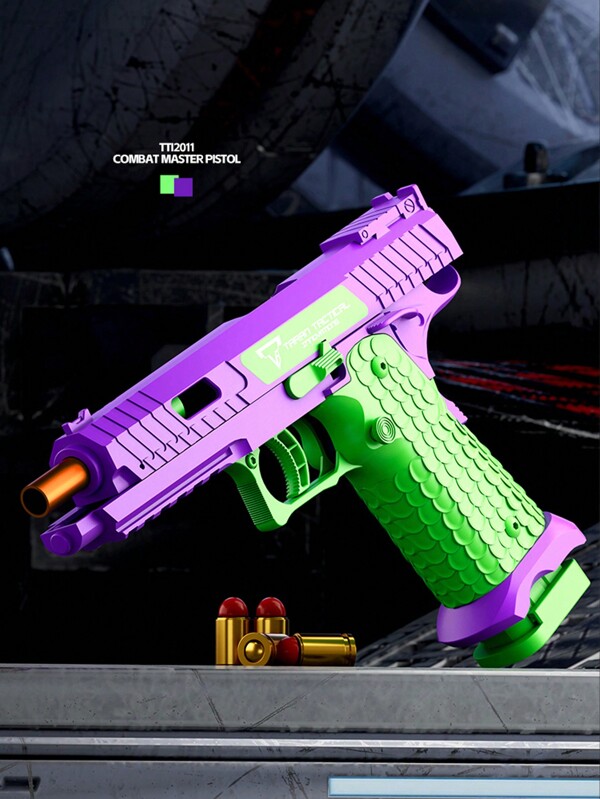 Pistola Semiautomática Mecánica, Pistola De Juguete Automática Con Concha De Bala Suave [versión Mejorada], Carcasa De Posición Corta Colgante Y Acción De Retroceso, Onda De Choque De Espuma De Juguete, Modelo De Juguete Educativo (1 Cargador + 6 Vainas + 20 Balas)