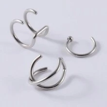3pcs/Set Fashionable & Simple Fake Lip Piercing Lip Rings For Daily Wear, Suitable For Women - 3 Pieces Of Lip Rings - View 6