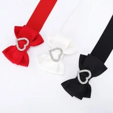 1pc Women's Elastic Belt With Diamond-Studded Heart Shaped Bowknot For Waist Slimming - Red - View 4