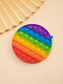 1pc Silicone Rainbow Push Pop Fidget Toy - Multicolor - View 3