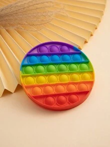 1pc Silicone Rainbow Push Pop Fidget Toy - Multicolor - View 1