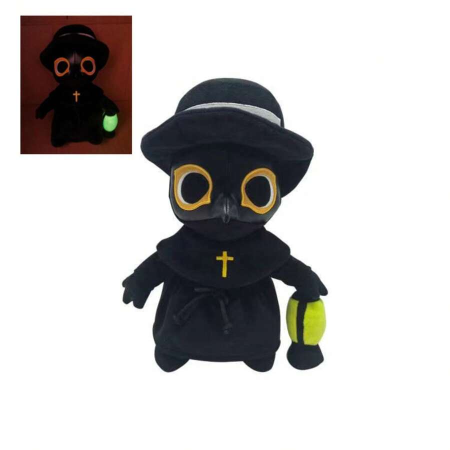 Pestarzt Plüschtier 25cm - Leuchtender Plague Doctor Plush Schwarz