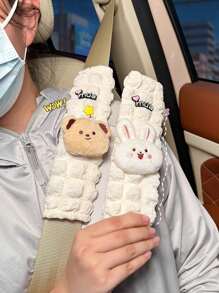 1 miếng đệm vai dây an toàn ô tô: Trang trí nội thất ô tô sáng tạo và dễ thương để ngăn ngừa trầy xước và bảo vệ dây an toàn - chú thỏ - Xem 2