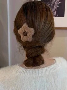 4pcs Plush Y2k Style Star Hair Clips For Women, Cute Side Bangs Hairpins - Multicolor - View 2