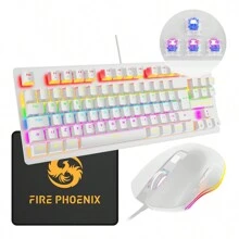 Kit Teclado Mouse Mecanico Abnt2 Gamer Rgb Usb Pc Led Switch Blue Be-k1 - Branco - Visão 1