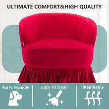 HOMEFUN Swivel Barrel Chair, Comfy Round Accent Sofa Chair For Living Room, 360 Degree Swivel Barrel Club Chair, Leisure Arm Chair For Nursery, Hotel, Bedroom, Office, Lounge - 紅色 - 查看 4