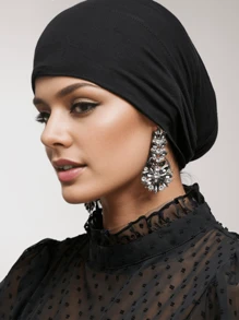 1pc Women's Solid Color Sweat Fabric Elastic Headband Undercap For Hijab Casual Casual Under Cap - Multicolor - View 6