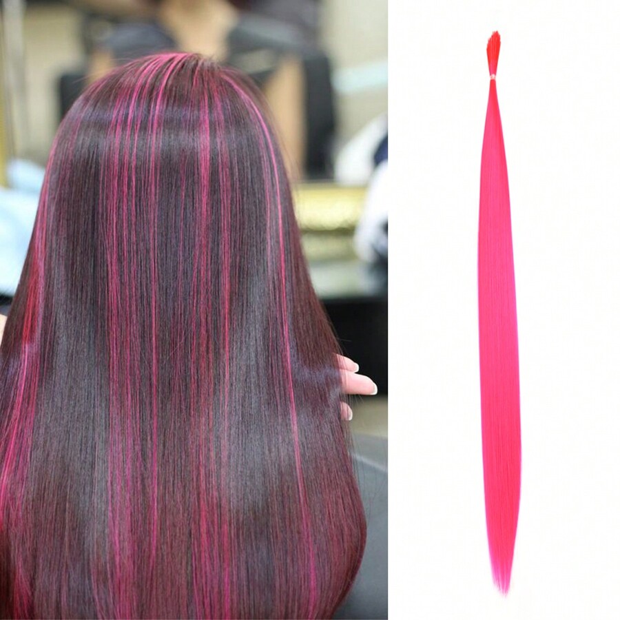 20 Roots Rainbow Synthetic ITip Hair Extension Fake Colorful Pink Hair