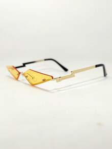 1副男士金屬無框菱形裝飾眼鏡,適合日常穿戴裝飾 - 金色 - 查看 8
