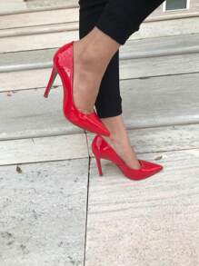 Sapato Scarpin feminino vermelho verniz salto 11cm Confortável sapatos feminina elegante