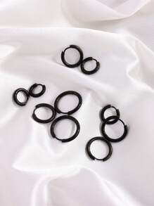 10 件精美设计个性化不锈钢素面圆形耳环适合女性日常佩戴，不褪色