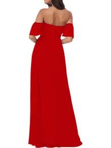 Fashion Formal Party Long Dress - Red - View 3
