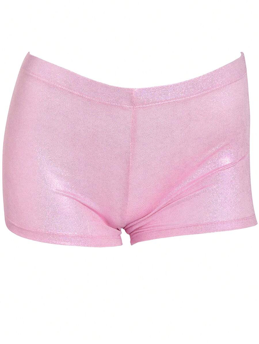 Young Girl Metallic Gymnastics Shorts - Pink - View 1