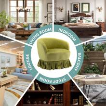 HOMEFUN Swivel Barrel Chair, Comfy Round Accent Sofa Chair For Living Room, 360 Degree Swivel Barrel Club Chair, Leisure Arm Chair For Nursery, Hotel, Bedroom, Office, Lounge - 橄欖綠 - 查看 5
