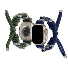 1 件绿色尼龙编织个性化骷髅头表带，兼容 表带 - 綠色 - 查看 2