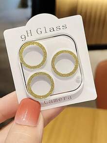 1入組閃爍透明鋼化玻璃相機鏡頭保護貼，適用於 iPhone 14/13/12/11 Pro Max/15 Pro Max/13/14 Plus 禮品，時尚透明(1 * 銀色 + 1 * 多彩) - 金色 - 查看 5