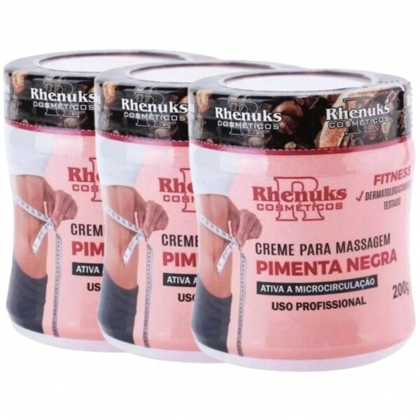 Kit 3 Gel Pimenta Negra 200g - Massageador / Redutor de Medidas e Celulites