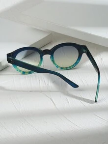 1 件男女通用椭圆形休闲复古时尚个性化双色街头风格 Y2k 太阳镜，适合度假 - 彩色 - 查看 4