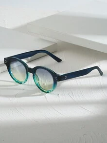 1 件男女通用椭圆形休闲复古时尚个性化双色街头风格 Y2k 太阳镜，适合度假 - 彩色 - 查看 2