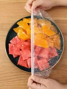 100pcs/Pack Disposable Cling Film Wrap, Elastic Refrigerator Vegetable & Fruit Preservation Bags - Clear - View 8