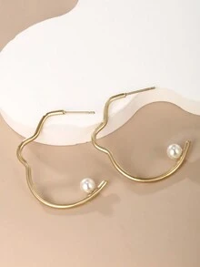 XUPING JEWELRY 2入組復古不鏽鋼環形耳環,設計專為女性,適用於狂歡節和情人節裝飾 - 金黃色 - 查看 12