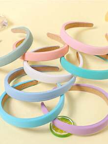 1條小孩糖果色海綿彈性髮箍,可愛甜美女孩馬卡龍髮圈按壓髮飾 - 白色 - 查看 4
