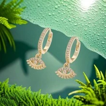 1pair 2024 European/ Recommended Gift For Valentine's Day Earrings, Made Of Pure Brass, Microset With Cubic Zirconia. Suitable For Women To Wear On Festivals, Dates, Parties, Schools And Daily Life. (Recommended Valentine's Day Gift For 2024) - Brows and Eyes Creative Design Boutique Copper Earrings - View 6