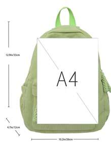 Pequeña mochila de pana con unicolor, perfecta para el Carnaval brasileño y el Día de San Patricio, mochila moderna, bolsa escolar, portable, compartimento para portátil, gran capacidad, para adolescentes, mujeres universitarias, estudiantes universitarias, colegio, escuela media, escuela secundaria, exteriores, viajes, salidas, escuela primaria, oficina - Verde - Ver 2