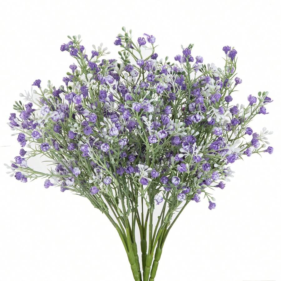 Bó hoa baby's breath giả bằng nhựa (1 bó/3 bó/100 bông), hoa giả dùng cho Ngày Valentine, Cô dâu, Đám cưới, Trang trí nhà cửa, Nhà hàng, Phòng ngủ, Ngày lễ, Tiệc sinh nhật, Trang trí sân vườn ngoài trời, Quà tốt nghiệp - Màu tím - Xem 1