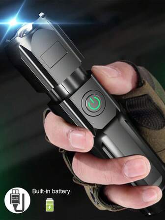 1入組可充電1200mah小型手電筒,可調焦強光束,多種燈光模式,適用於戶外、家庭、汽車等場合並具備攜帶便利性