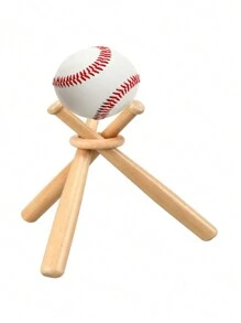 Bate De Béisbol Miniatura De Artesanía De Madera Con Soporte Para Exhibición - Amarillo - Ver 1