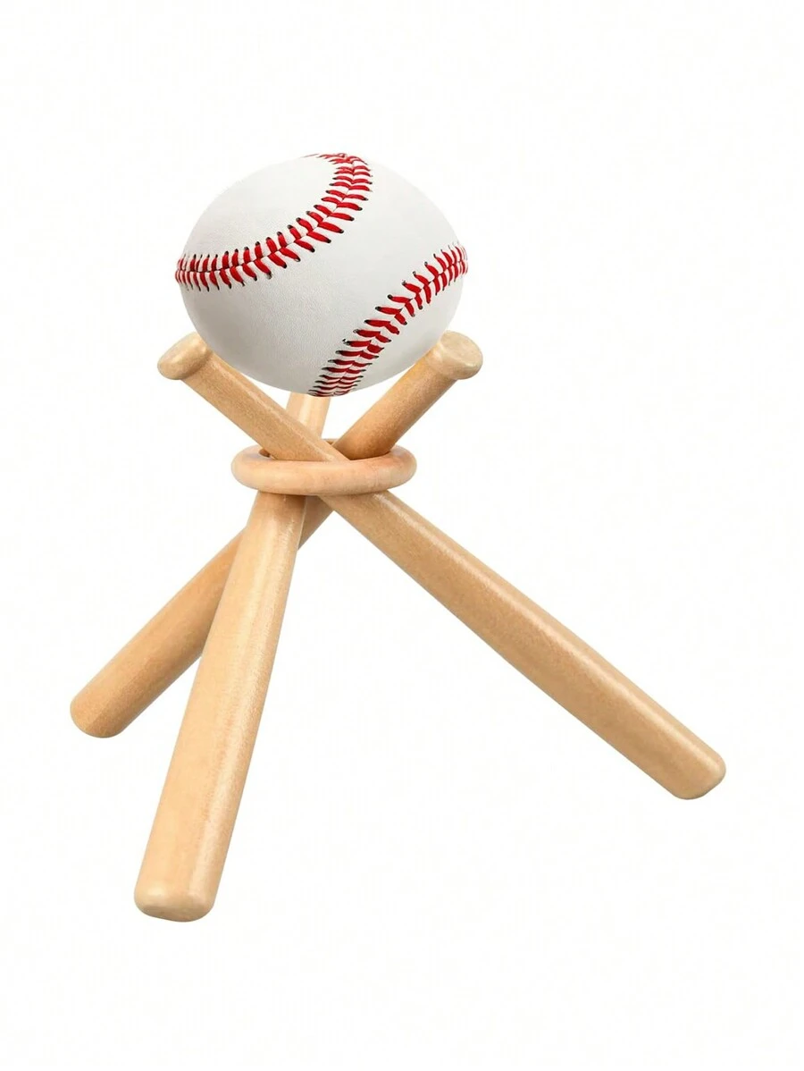Bate De Béisbol Miniatura De Artesanía De Madera Con Soporte Para Exhibición - Amarillo - Ver 1