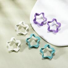 1對3d彩繪可愛星形耳針,適合女性日常佩戴 - 星星 - 查看 7