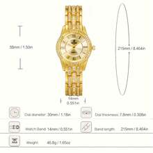 1pc Valentine's Day Gift Full Diamond Decor Ladies' Watch, High-End Jewelry Fashion Wristwatch - Gold - View 4