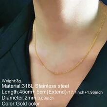 1入組不銹鋼長錘形與十字鏈女士項鍊,設有玫瑰金電鍍 - 金黃色 - 查看 2