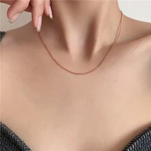 1入組不銹鋼長錘形與十字鏈女士項鍊,設有玫瑰金電鍍 - 金黃色 - 查看 1