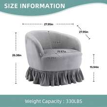 HOMEFUN Swivel Barrel Chair, Comfy Round Accent Sofa Chair For Living Room, 360 Degree Swivel Barrel Club Chair, Leisure Arm Chair For Nursery, Hotel, Bedroom, Office, Lounge - 灰色 - 查看 6