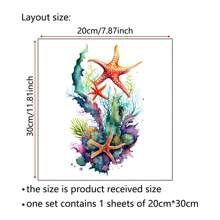 水下海星馬桶座套貼紙馬桶蓋貼紙防水剝落牆貼浴室 - 彩色 - 查看 6