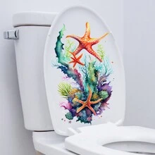 水下海星馬桶座套貼紙馬桶蓋貼紙防水剝落牆貼浴室 - 彩色 - 查看 3