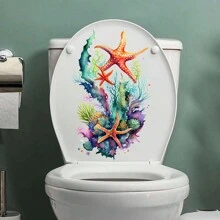 水下海星馬桶座套貼紙馬桶蓋貼紙防水剝落牆貼浴室 - 彩色 - 查看 2