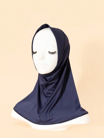 1pc Women's Solid Color Soft Knit Conservative Head Covering Suitable For Daily Use For Abaya Breathable Under Cap