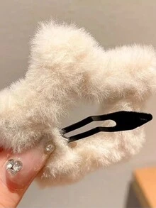 4pcs Plush Y2k Style Star Hair Clips For Women, Cute Side Bangs Hairpins - Multicolor - View 3