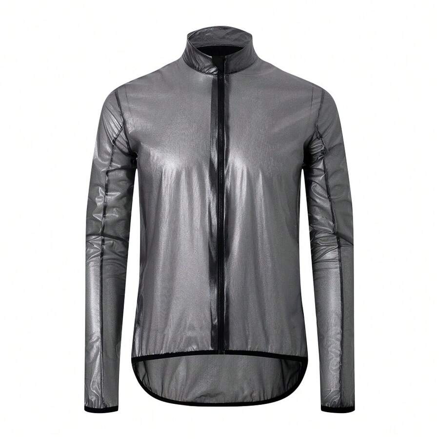 HISERWA Xe đạp đường & Núi Xe đạp Quần áo Nhẹ Bán trong suốt Đen & Trắng Đạp xe Áo mưa Áo khoác Tay áo dài Chống gió áo Áo mưa Với Trơn tru Dây kéo & Thoáng khí Hình vảy cá Sọc Phản chiếu Ban nhạc , Quần áo tập thể hình Nam - màu đen - Xem 1